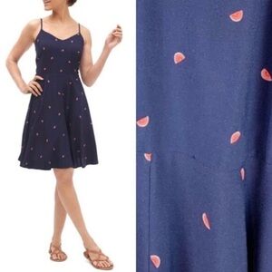 Gap Women SP Navy Blue Watermelon Print V-Neck Fit & Flare Cami Sundress NWT